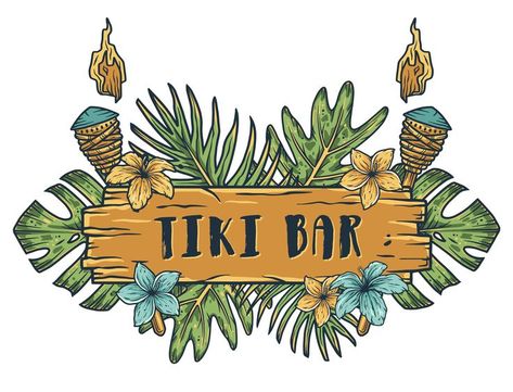 Tiki Bar Logo Design, Tiki Bar Sign Ideas, Hawaiian Logo Design, Tiki Clipart, Tiki Logo, Tiki Font, Tiki Signs, Tiki Bar Signs, Hawaii Tiki