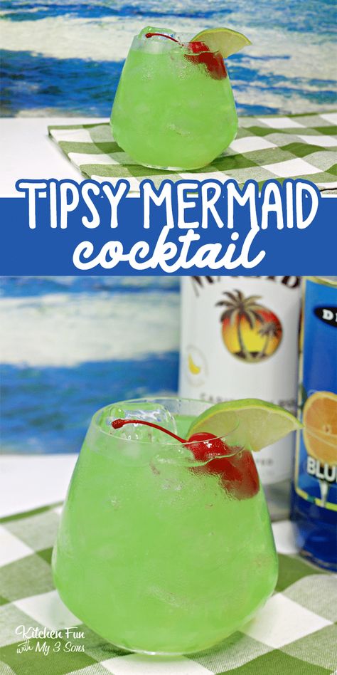 Alcoholic Drinks Recipes, Rum And Pineapple Juice, Malibu Rum Drinks, Mermaid Cocktail, Easy Summer Cocktail Recipes, Rum Drinks Recipes, Fruity Alcohol Drinks, Banana Rum, Alcholic Drinks