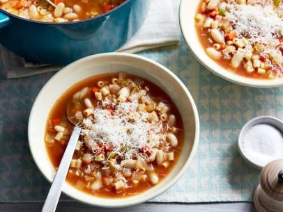 Pasta and Beans: Pasta e Fagioli Recipe | Rachael Ray | Food Network Pasta And Beans, Popular Healthy Recipes, Pancetta Pasta, Canning Crushed Tomatoes, Bean Pasta, Pasta Fagioli, Low Cholesterol Recipes, Rachel Ray, Pasta E Fagioli