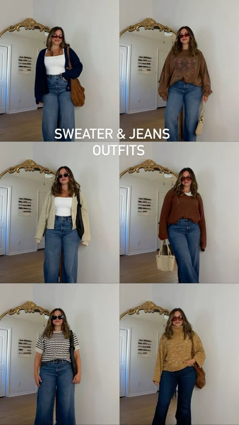 Plus Thanksgiving Outfit, Boho Fall Outfits Midsize, Styling V Neck Sweater, Plus Size Jeans Outfit Winter, Mid Size Outfits Fall 2024, Plus Size Thrifting, Fall 2024 Outfits Midsize, Curvy Outfits Autumn, Busan Outfit