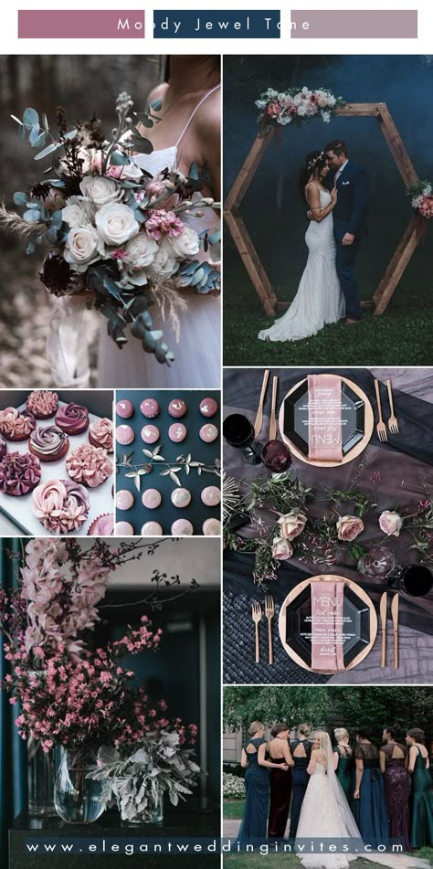 Jewel Tone Wedding Colors, Unique Wedding Colors, Wedding Stand, Wedding Color Combinations, Wedding Color Pallet, Wedding Color Combos, Jewel Tone Wedding, Winter Wedding Colors, Wedding Unique