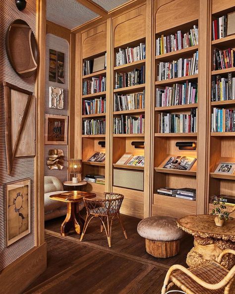 Kelly Wearstler on Instagram: “ART HOUSE. My vision for the Grotto, the cove-esque library and art gallery at the @santamonicaproper, was to create an intimate,…” Kelly Wearstler Interiors, Home Library Decor, The Grotto, Home Library Design, Home Libraries, Library Decor, Library Design, Kelly Wearstler, Hotel Design