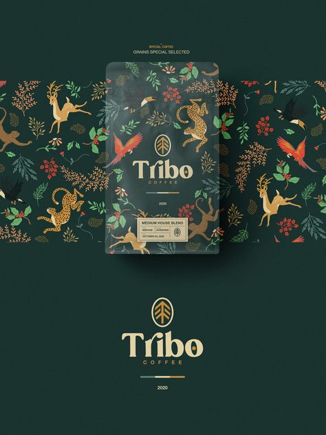 Tribo Coffee on Behance Coffee Packaging Illustration, Coffee Logo Branding, Coffee Packaging Design Branding, Cafe Packaging Design, Coffee Brand Identity, Cafe Branding Identity, Cafe Packaging, Creative Brand Identity, Cafe Branding Design