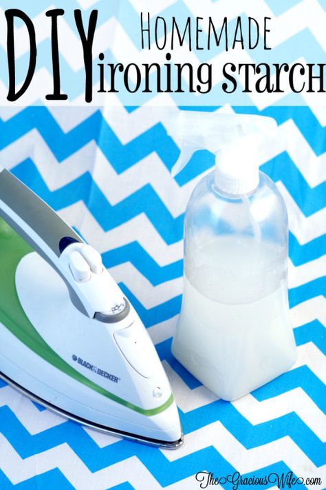 Homemade Ironing Starch - Did you know you can make your own DIY spray starch for ironing with just 2 simple ingredients?! What an amazing life hack! Ironing Spray, Spray Starch, Diy Hanging Shelves, Diy Sprays, Diy Wall Shelves, Closet Organization Diy, Wine Bottle Diy Crafts, Diy Laundry, Mason Jar Crafts Diy