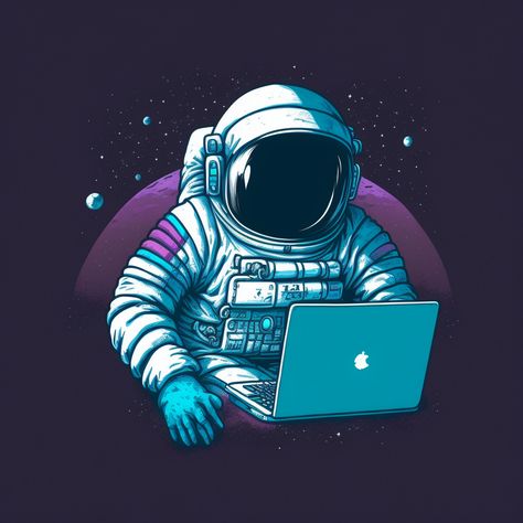 Illustration | Space | Astronaut in Space Using a Laptop | Magenta and Grey | Ai Art | Created by #MidjourneyAI, #Midjourney #aiart #art #ai #artificialintelligence #machinelearning #aiartcommunity Astronaut Wallpaper Laptop, Orbit Core, Illustration Space, Astronaut In Space, Astronaut Wallpaper, Astronaut Art, Half Sleeve Tattoos For Guys, Effective Marketing Strategies, Space Astronaut