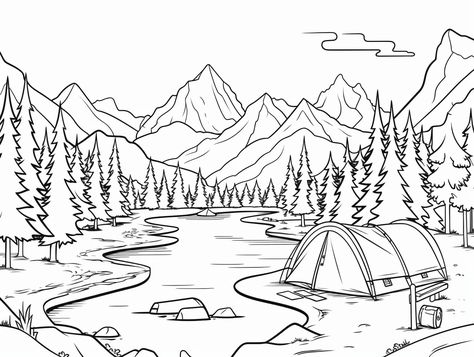 illustration of Dreamy wilderness coloring Nature Outline, Pro Create, Save Nature, Beauty Planet, Unique Coloring Pages, Elements Of Nature, Nature Themed, Elements Of Art, Summer Reading