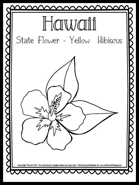 Hawaii State Project, Hawwain Theme, Hawaiian Coloring Pages, Hawaii Coloring Pages, Hawaii State Flower, Toddler Vacation, Hawaii Crafts, 2024 Bujo, Flower Coloring Sheets