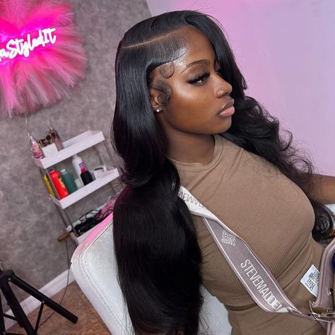 Sooo beautiful side part😍Love the amazing work from stylist @amandastyledit🤗   Follow @bombtress_hair for more hair ideas🥰  Grab bomb bundles and slayyy🤩  . . . . . . . . . . . #explore #sidepartsewin #leaveoutquickweave #naturalhairstyle #weaveologist #hairgoals #bundlesdeals #bundlesforsale #unprocessedhair #quickweave #hairbundles #bodywavebundles  #bodywavehair #virginbundles #gluelessinstall #sewinweave #traditionalsewin #naturalsewin #sewins #versatilequickweave #hairextensions Acuity Booking Site, Frontal Wig Hairstyles, Using Canva, Quick Weave Hairstyles, Dyed Hair Inspiration, Frontal Hairstyles, Women's Wigs, Pretty Hair Color, Slick Hairstyles