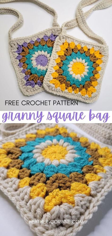 15 FREE Granny Square Bag Patterns - Celtic Knot Crochet Crochet Boho Purse, Crochet Granny Square Bag, Sac Granny Square, Purse Patterns Free, Tote Crochet, Crochet Boho Bag, Crossbody Bag Pattern, Free Crochet Bag, Crochet Bag Pattern Free