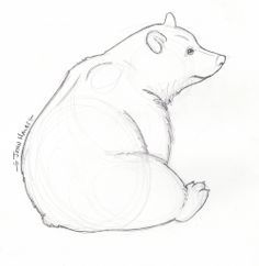 Sitting Bear Drawing, Bear Sketch Simple, Simple Bear Drawing, Bear Drawing Simple, Bear Drawing Easy, Drawing Sitting, Polar Bear Drawing, Illustration Bear, Sitting Bear