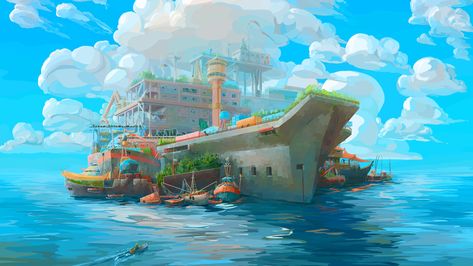 ArtStation - Solarpunk Game Concept for Peculiar Path Games, Shel Kahn Solarpunk Art, Dear Alice, Eco City, Proof Of Concept, Concept Development, Low Tech, Game Concept, Inground Pools, City Design