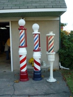 Group of antique barber shop street poles Barber Shop Aesthetic, Kids Hanging Chair, Barber Chair For Sale, Barber Shop Chairs, Mobile Barber, Barber Shop Pole, Shaving Cut, Barber Shop Interior, Master Barber