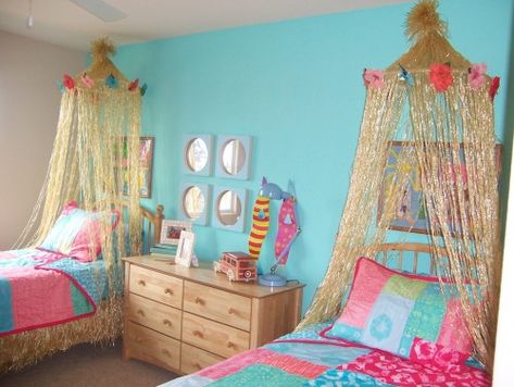 Beach themed rooms have been very popular for us!  www.roomresolutions.com Beach Themed Rooms, Hawaiian Bedroom, Beachy Bedroom, Beach Themed Bedroom, Tropical Bedrooms, Themed Rooms, Beach Room, Nautical Wall Decor, Teen Girl Bedroom