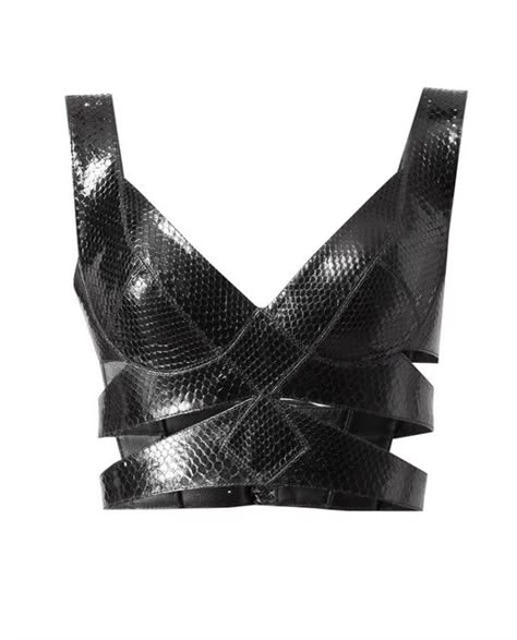 Futuristic Activewear, Moda Steampunk, Blusas Crop Top, Azzedine Alaïa, Jessica Hart, Black Python, Bralet Tops, Top Bustier, Azzedine Alaia