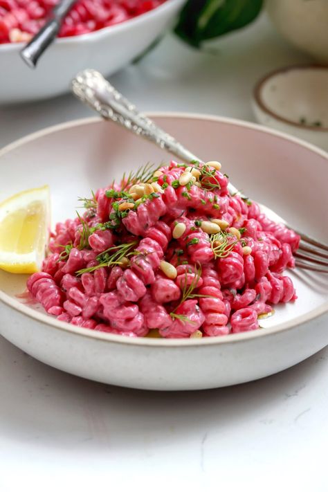 Pink Pasta Salad - Food My Muse Beet Pasta Salad, Pink Pasta Salad, Pickled Beet Salad, Pink Pasta, Labneh Recipe, Beet Pasta, Small Bites Appetizers, Tomato Butter, Popular Appetizers