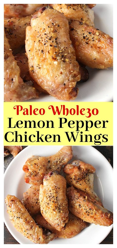 Paleo Lemon Pepper Chicken Wings Pepper Chicken Wings, Cooking Chicken Wings, Lemon Pepper Chicken Wings, Lunch Chicken, Paleo Appetizers, Wing Recipe, Lemon Pepper Chicken, Bar Food, Pepper Chicken