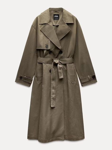 Dream Toppings - Collagerie Olive Trench Coat, Zara Trench Coat, Cotton Trench Coat, Coat With Belt, Cardigan Sweater Vest, Long Trench, Long Trench Coat, Belted Trench Coat, Blazer Vest