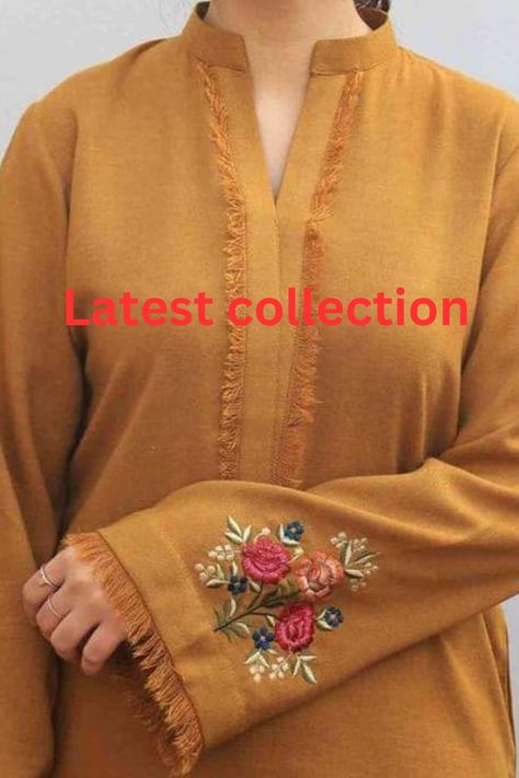 Ladies or women's winter dresses stitching designs Winter Neck Designs Pakistani, Dresses Stitching Designs, Pakistani Girls Dresses, Dress Stitching Ideas, Law Outfits, Top Designs For Women, Dress Stitching, Stitching Designs, Handmade Girls Dress