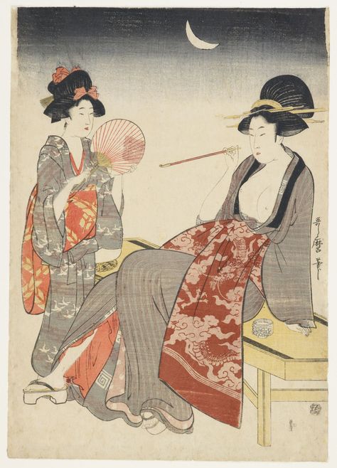 Japanese Pictures, Kitagawa Utamaro, Edo Period Japan, Vintage Asian Art, Japanese Block Print, Art Elements, Japan Culture, Edo Period, Ukiyo E