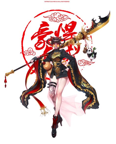 Chinese Game Character, Chinese Dragon Character Design, Female Fighter Character Design, Chinese Characters Design, Chinese Cyberpunk, Chinese Character Art, Chinese Art Design, Chinese Oc, Japanese Character Design