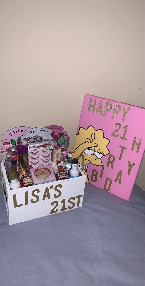 18th Best Friend Gift Ideas, 21st Present Ideas, 21st Birthday Gifts For Sister, 19th Birthday Gift Ideas For Best Friend, 21 Birthday Ideas For Sister, 20th Birthday Gift Ideas For Sister, Sister 18th Birthday Gift Ideas, Baskets 21st Birthday, Birthday Basket For Sister