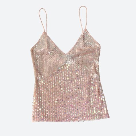 MARVEL BY LA PERLA late 90s pale pink sequin top in... - Depop Glitter Outfit Party, Pink Sparkle Top, Pink Sequin Top, 2000s Tops, Barbie Wardrobe, Light Pink Tops, Clothing Staples, Late 90s, Evening Outfits