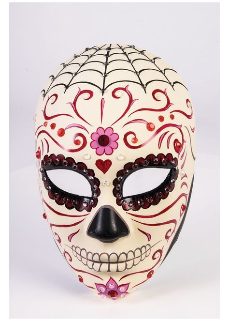 Day Of The Dead Sweatheart Mask Mexican Skeleton Mask, Mexican Mask Art, Dia De Los Muertos Mask Ideas, Day Of The Dead Masks, Night Of The Dead, Mexican Masks, Sugar Skull Mask, Skull Costume, Mask Project