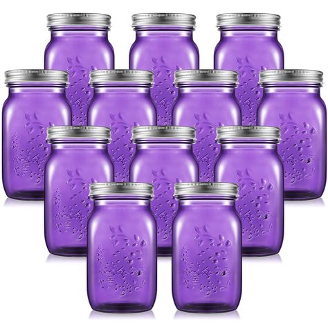 PRICES MAY VARY. Enough for Home Use: the package will provide you with 12 pieces of 32 oz purple glass canning jars, enough for your use in daily life and important occasions, and the purple color will bring you a good mood Proper Capacity to Use: each of these canning jars has a capacity of 32 oz, allowing you to store various food and spices, such as nuts, candies, and beans; Please do not put too hot or cold water into it Safe to Apply: mason color jars are mainly made of glass material, stu Purple Mason Jars, Colored Mason Jars, Glass Mason Jars, Diy Decor Crafts, Ceiling Fan In Kitchen, Kitchen Canisters, Not Allowed, Mason Jar Crafts, Canning Jars