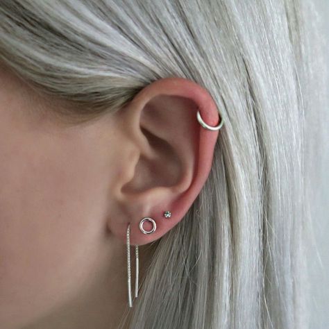 Ear Piercing Ideas, Cute Ear Piercings, Piercing Ideas, Party Earrings, The Ear, Ear Piercing, Silver Jewelry Handmade, Grey Hair, Jewelry Silver