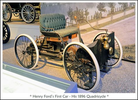 1896 Quadricycle - Henry Ford's First Car | Visit on January… | Flickr Dearborn Michigan, Henry Ford Museum, Veteran Car, Vintage Dance, History Events, Abandoned Castles, Old Race Cars, Henry Ford, First Car