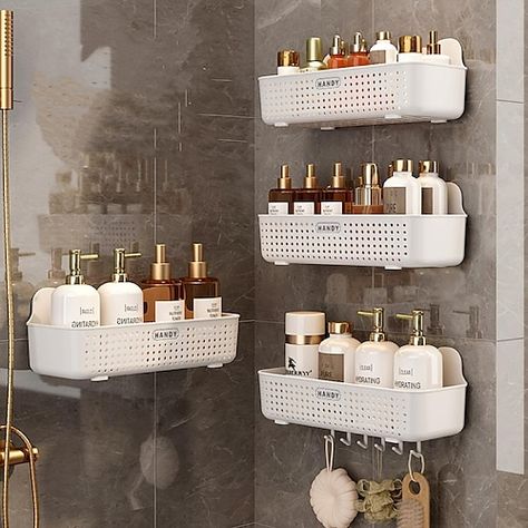 Garlic Storage, Bathroom Drain, Cheap Bathrooms, Estantes Flotantes, Toilet Storage, Bathroom Rack, Bathroom Organisation, Table Storage, Plastic Storage