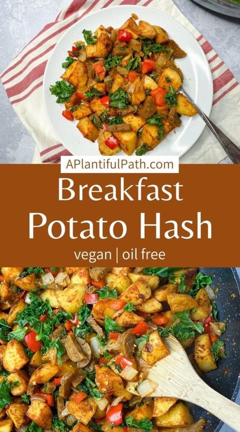 This Vegan Breakfast Hash is packed with flavor and loaded with veggie nutrition! Made with easy to find ingredients, it's a perfect way to start your day! Vegan Breakfast With Potatoes, Easy Vegan Gluten Free Breakfast, Oil Free Vegan Breakfast Recipes, Healthy Meatless Breakfast, Vegan Hashbrown Breakfast, Vegan Grain Free Breakfast, Gluten Free Vegan Brunch Recipes, Plant Based Breakfast Casserole, Vegan Wheat Free Recipes