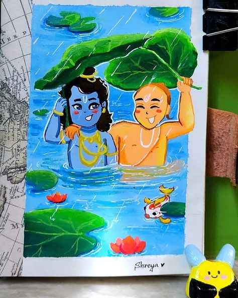 On this Friendship Day, I'm reminded of the timeless bond between Krishna and Sudama. Their friendship transcended social boundaries and stood the test of time. May their story inspire us to nurture and cherish our own friendships. 🥰💙 Reposting my old painting of this divine duo to celebrate the joy of friendship. ✨🌻💜 Painting reference : Pinterest🌸 ........... #friendshipday #krishnaandsudama #timelessbond #hindumythology #indianart #spiritualart #divinefriendship #artoftheday #paintingoft... Krishna And Sudama Painting, Drawing On Friendship, Krishna And Sudama, Friendship Drawings, Friendship Painting, Krishna Sudama, Friendship Paintings, Social Boundaries, Memories Art