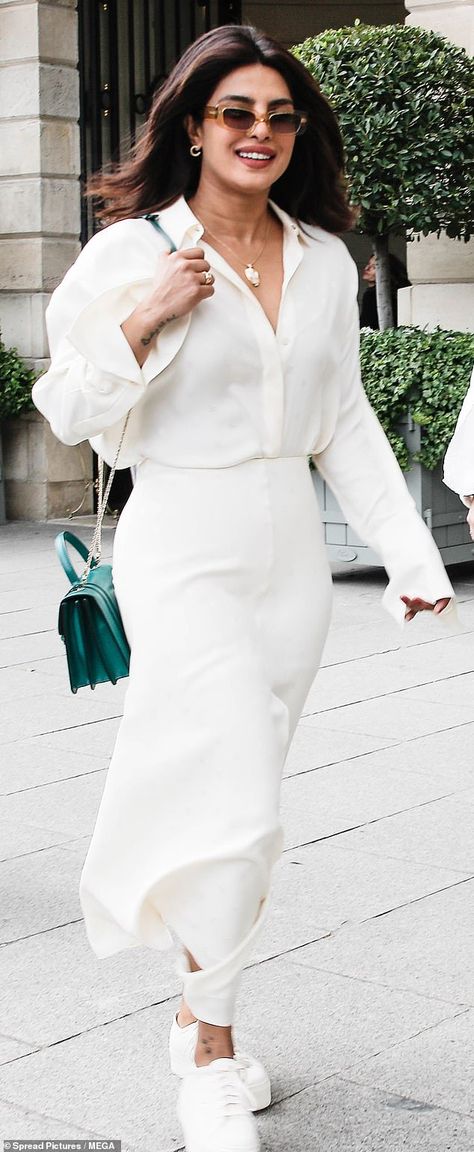 Priyanka Chopra Outfit, Priyanka Chopra Style, Priyanka Chopra Dress, Actress Style, Hotel In Paris, Fashionable Work Outfit, Soft Dramatic, Formal Men, White Ankle Boots