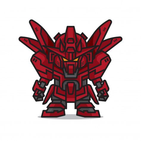 Red Mecha, Chibi Robot, Mecha Robot, Cool Robots, Heat Press, Art Illustration, Gundam, Premium Vector, Cyberpunk