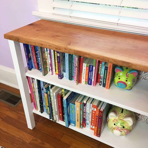 DIY Live Edge Rustic Bookcase - Lazy Guy DIY Diy Childrens Furniture, Diy Bookshelf Kids, Childrens Bookcase, Diy Bookshelf, Creative Bookshelves, Rustic Bookcase, Bookcase Diy, Small Bookcase, Floating Shelves Diy