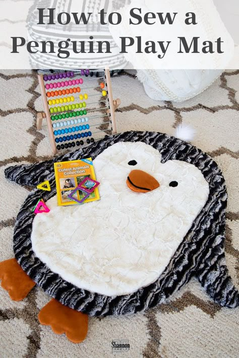 Playmat Sewing Pattern, Sew Play Mat, Baby Play Mat Diy Sewing Free Pattern, Baby Play Mat Diy Sewing, Diy Playmat, Penguin Sewing Pattern, Play Mat Pattern, Flannel Scraps, Play Mat Diy