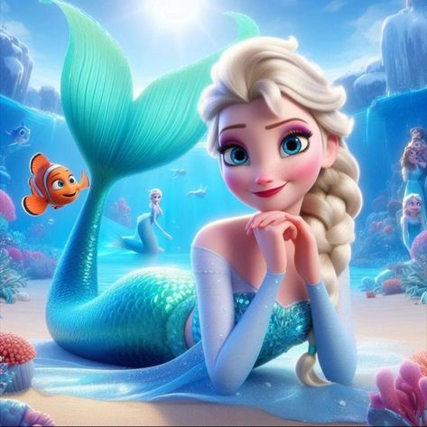 Elsa Mermaid, Deep Images, Frozen Fan Art, Frozen Art, Disney Princess Elsa, All Disney Princesses, Mermaid Fairy, Princess Wallpaper, Princesa Disney