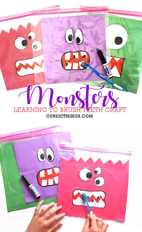 Monster Teeth Brushing Learning Activity Health And Fitness Activities For Preschool, Teeth Brushing Craft Preschool, Toothbrushing Activities For Preschool, Tooth Activities For Toddlers, Teeth Week Preschool, Dental Hygiene Sensory Bin, Tooth Brushing Activities For Preschool, Dentist For Preschool, Dentist Activities For Kids