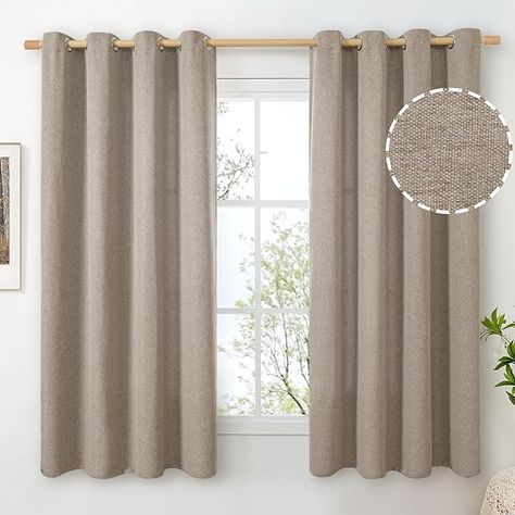 Amazon.com: BGment Taupe Faux Linen Curtains for Bedroom 63 Inch Length 2 Panels Set, Burlap Textured Light Filtering Privacy Semi Sheer Thick Window Curtain Drapes for Living Room Farmhouse, Each 52 Inch Wide : Home & Kitchen Taupe Living Room, Living Room Farmhouse, Window Curtains Bedroom, Classic Window, Privacy Curtains, Curtains For Bedroom, Linen Drapes, Cozy Living Spaces, Sheer Drapes