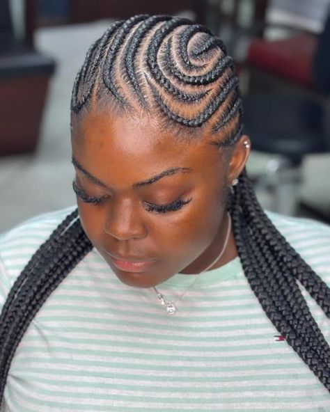 Classy Dynamic Swirly Cornrows Swirly Cornrows, Straight Back Cornrows With Designs, Two Cornrow Braids, Long Cornrows, Different Braid Styles, Half Cornrows, Straight Back Cornrows, Side Cornrows, Twist Cornrows