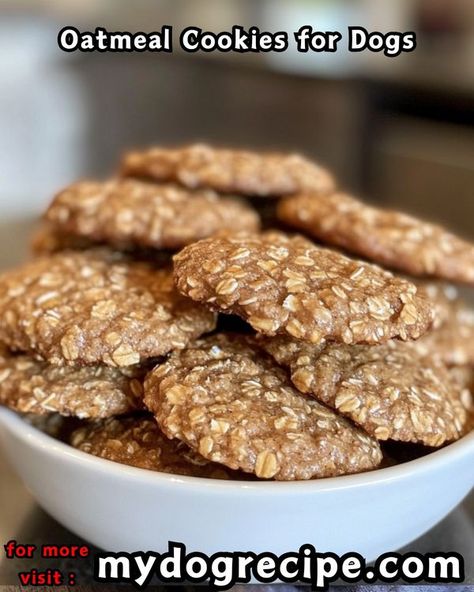 Homemade Dog Food With Oats, Food With Oats, Oatmeal Dog Treats, Cookies For Dogs, Dog Treats Homemade, Dog Cookies, Natural Peanut Butter, Homemade Dog Food, Homemade Dog