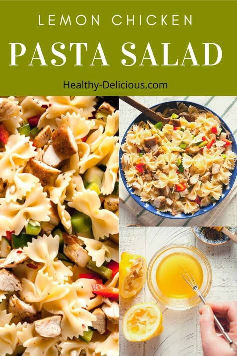 Herby Lemon Chicken Pasta Salad, Honey Pasta Salad, Lemon Vinaigrette Pasta Salad, Lemon Pepper Pasta Salad, Lemon Herb Pasta Salad, Pasta Salad With Lemon Vinaigrette, Honey Lemon Pasta Salad, Grilled Chicken Pasta Salad Recipes, Cold Lemon Pasta Salad