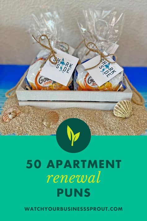 These 50 apartment renewal puns, apartment community slogans, and resident appreciation ideas are sure to please! Get free printables and more here. Lease Renewal Ideas Apartments, Apartment Leasing Gifts, Apartment Renewal Gifts, Renewal Ideas For Apartments, Marketing Ideas For Apartments Property Management, Apartment Renewal Ideas, Renewal Party Ideas Apartment, Lease Renewal Ideas, Tenant Appreciation Ideas