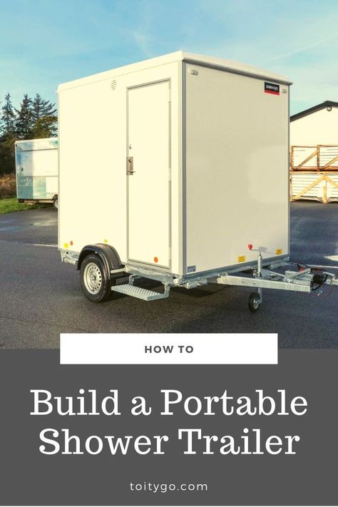 How to Build a Portable Shower Trailer Portable Shower Ideas, Enclosed Trailer Shower Ideas, Mobile Shower Trailer, Portable Restroom Trailer, Diy Portable Shower Ideas, Portable Shower Stall, Honda Van, Bathroom Trailer, Medieval Camp