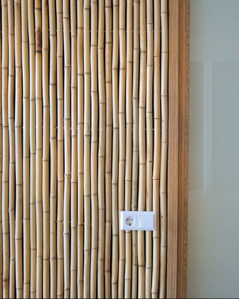 Bamboo Import Europe on Instagram: “Thought that our bamboo fence roll was only meant for your garden? Think twice! This light-coloured bamboo also fits perfectly inside your…” Bamboo Wall Covering, Bamboo Wall Decor, Bamboo Roof, Dramatic Walls, White Bedroom Design, Bamboo Panels, Zen Bathroom, Sustainable Building Materials, Bamboo Rods