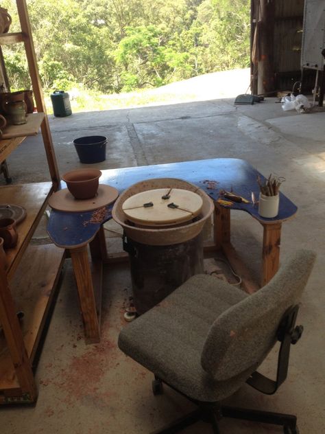 Shed Redo, Wheel Table, Barn Table, Outdoor Pottery, Studio Shed, Ceramic Supplies, Art Studio Room, Barns Sheds, Clay Studio