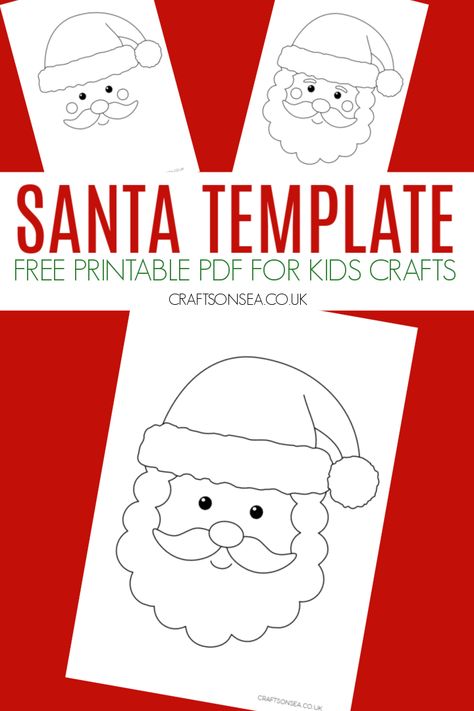 Santa Craft Template (FREE Printable PDF) Printable Santa Face Template, Easy Santa Crafts Preschool, Santa Claus Face Template Free Printable, Puffy Paint Santa Craft, Santas Face Template, Santa Arts And Crafts For Kids, Santa Claus Face Template, Santa Claus Crafts For Toddlers, Santa Claus Printables Free