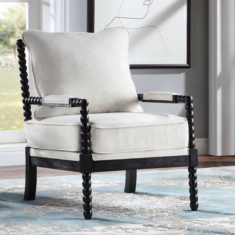 Dakota Fields Chinetta 26.5 Wide Armchair | Wayfair Farmhouse Accent Chair, Bobbin Chair, Spool Chair, Spindle Chair, Accent Chair Set, Fabric Armchairs, Farmhouse Homes, Upholstered Arm Chair, Barrel Chair