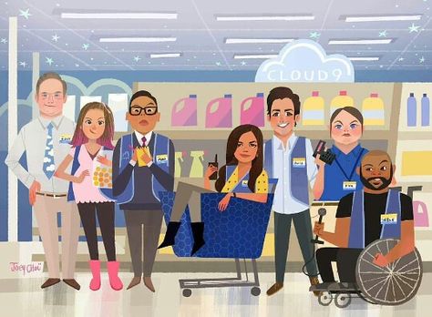 This is so accurate Superstore Fanart, Simmosa Superstore, Superstore Polaroid Poster, Cloud 9 Superstore, Superstore Tv Show, Superstore Tv, Getting Rejected, Ben Feldman, Joey Chou